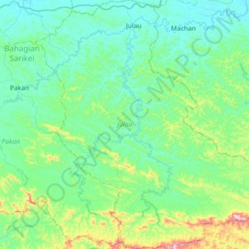 Julau topographic map, elevation, terrain