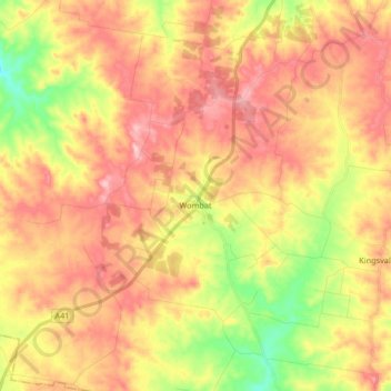 Wombat topographic map, elevation, terrain