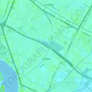 Bang Mueang Subdistrict Municipality topographic map, elevation, terrain
