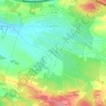 Cazilhac topographic map, elevation, terrain
