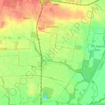 Hrabětice topographic map, elevation, terrain
