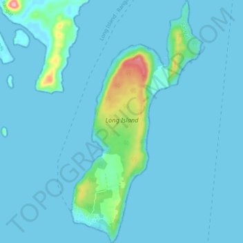 Long Island topographic map, elevation, terrain