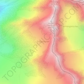 Triftgletscher topographic map, elevation, terrain