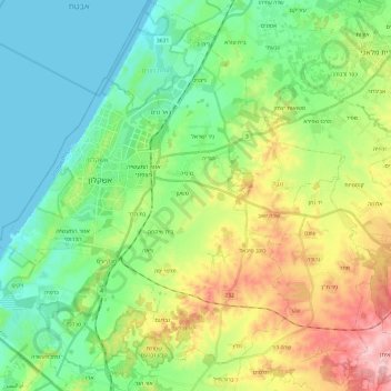 Hof Ashkelon Regional Council topographic map, elevation, terrain