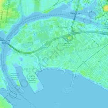 Port Melbourne topographic map, elevation, terrain