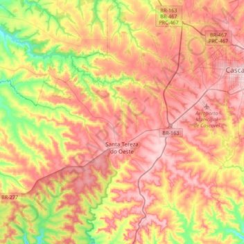 Santa Tereza do Oeste topographic map, elevation, terrain