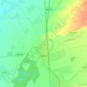 Deta topographic map, elevation, terrain