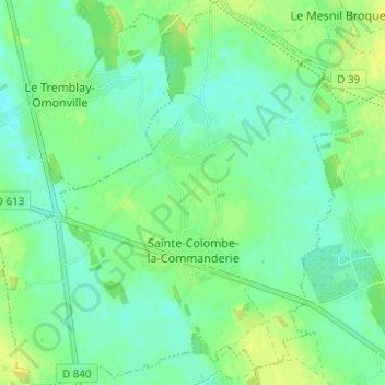 Sainte-Colombe-la-Commanderie topographic map, elevation, terrain