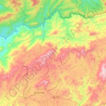 Bidoup Núi Bà National Park topographic map, elevation, terrain