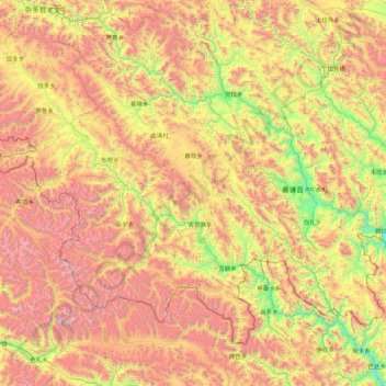 Nangchen County topographic map, elevation, terrain