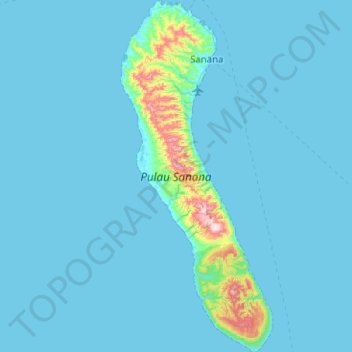 Sanana Island topographic map, elevation, terrain