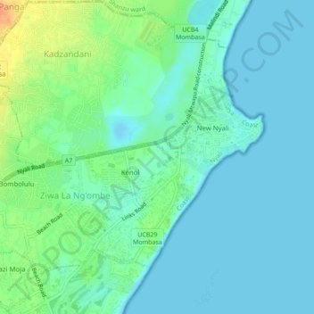 ziwa La Ng'ombe ward topographic map, elevation, terrain