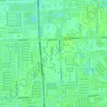 Hollywood Seminole Reservation topographic map, elevation, terrain