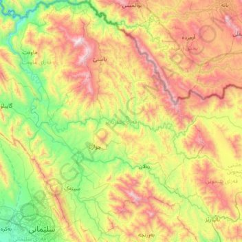 Sharbazher District topographic map, elevation, terrain