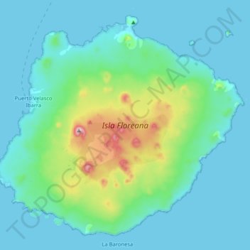 Isla Floreana topographic map, elevation, terrain