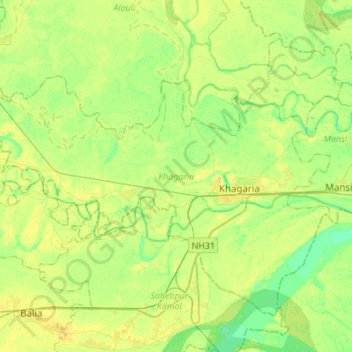 Khagaria topographic map, elevation, terrain