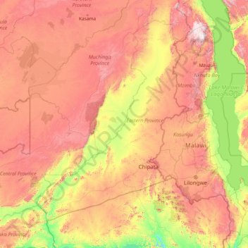 Luangwa topographic map, elevation, terrain