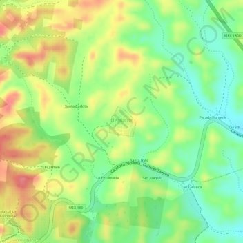 El Aguacate topographic map, elevation, terrain