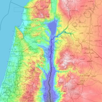 River Jordan topographic map, elevation, terrain