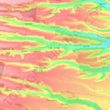 Brabova topographic map, elevation, terrain