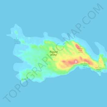 Rugged Island topographic map, elevation, terrain