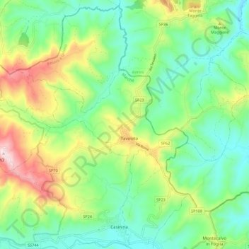 Tavoleto topographic map, elevation, terrain