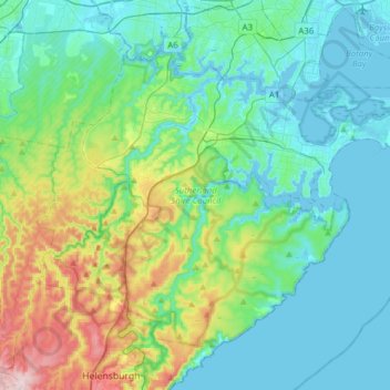 Sutherland Shire topographic map, elevation, terrain