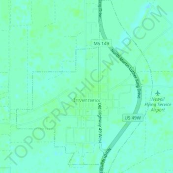 Inverness topographic map, elevation, terrain