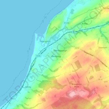 Maryport topographic map, elevation, terrain