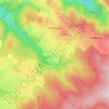 Tarentaise topographic map, elevation, terrain