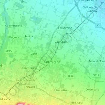 Formigine topographic map, elevation, terrain