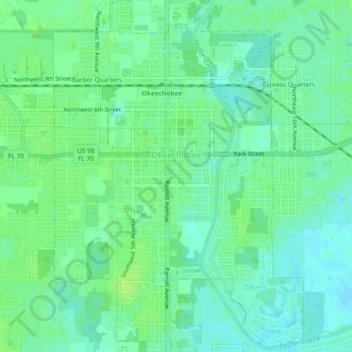 Okeechobee topographic map, elevation, terrain