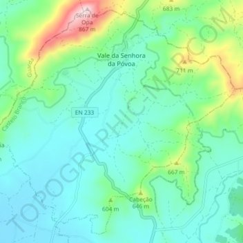 Vale da Senhora da Póvoa topographic map, elevation, terrain