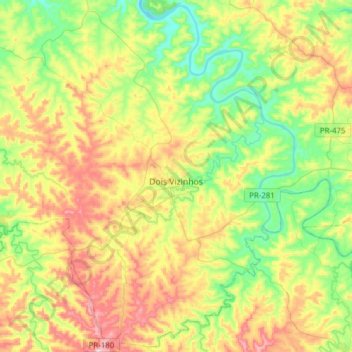 Dois Vizinhos topographic map, elevation, terrain