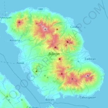 Biliran topographic map, elevation, terrain