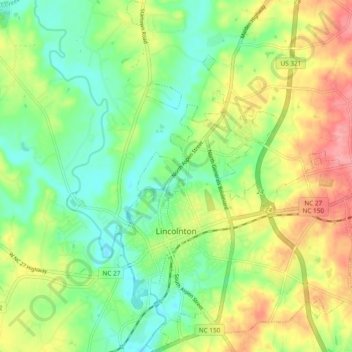 Lincolnton topographic map, elevation, terrain