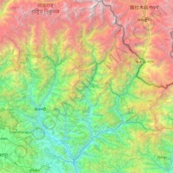 Sindhupalchowk topographic map, elevation, terrain
