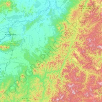 Khor River topographic map, elevation, terrain