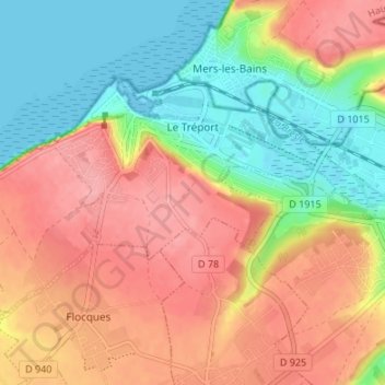 Le Tréport topographic map, elevation, terrain
