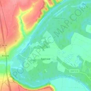 Zarichne topographic map, elevation, terrain