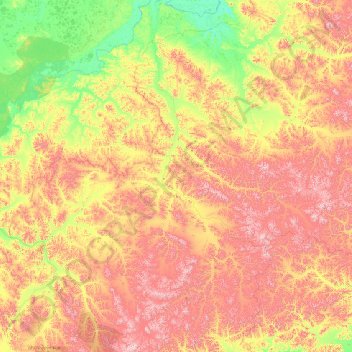 Far Eastern Federal District topographic map, elevation, terrain