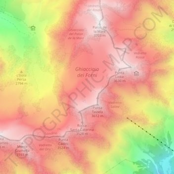 Ghiacciaio dei Forni topographic map, elevation, terrain