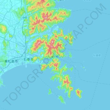Onagawa topographic map, elevation, terrain