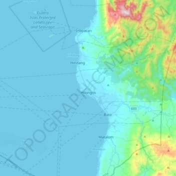 Hilongos topographic map, elevation, terrain