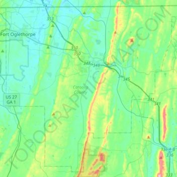 Catoosa County topographic map, elevation, terrain