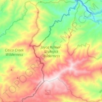 Joyce Kilmer-Slickrock Wilderness topographic map, elevation, terrain