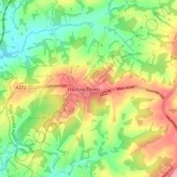 Hadlow Down topographic map, elevation, terrain