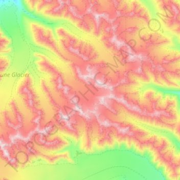 Kaskawulsh Glacier topographic map, elevation, terrain