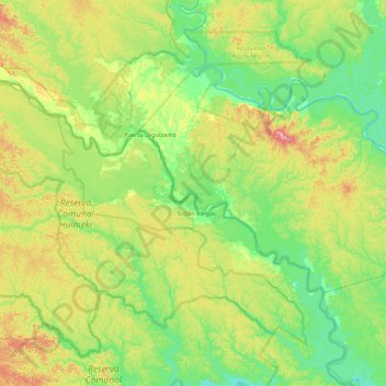 Putumayo topographic map, elevation, terrain