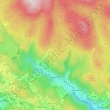 Josefův Důl topographic map, elevation, terrain